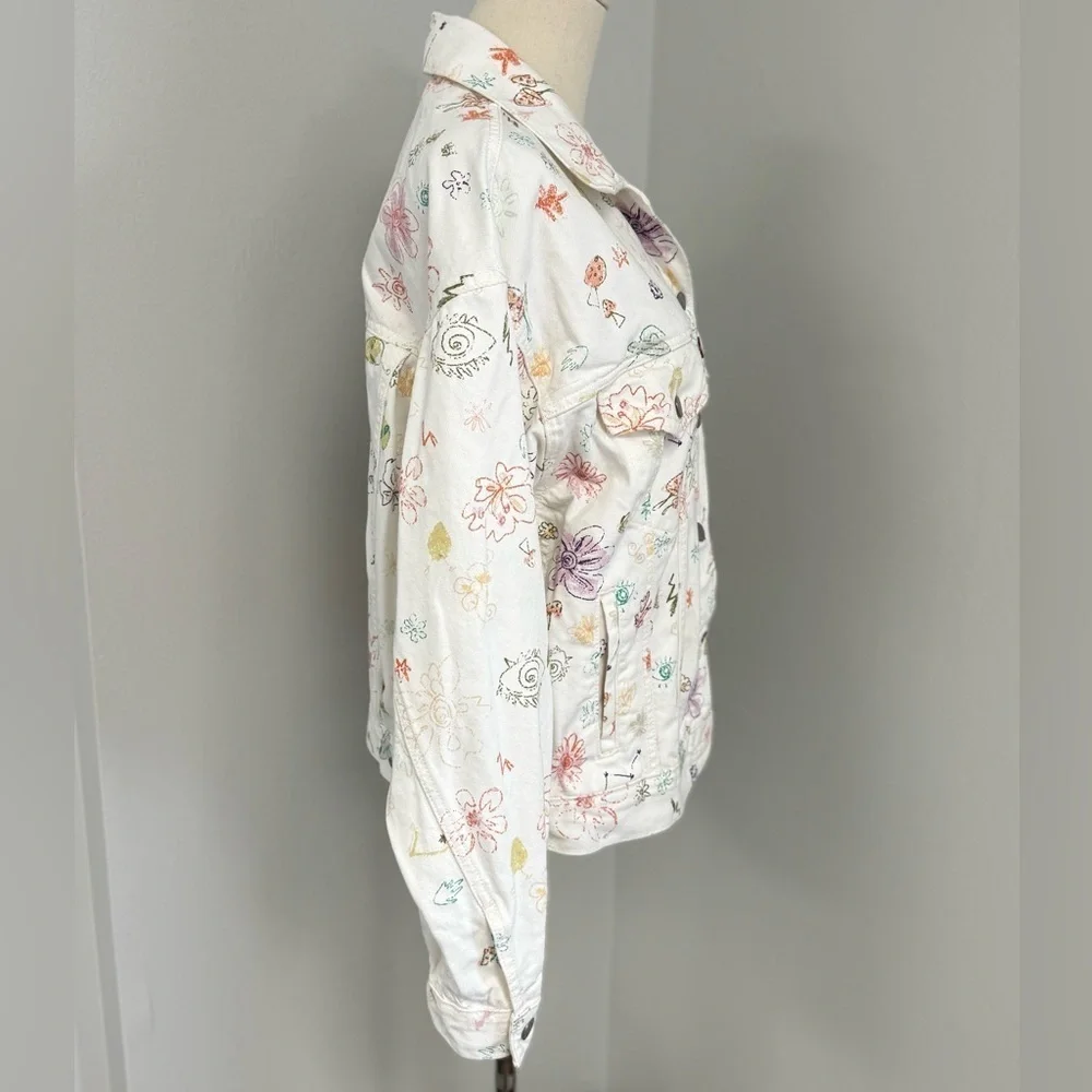 Levi's White Trucker Denim Jean Jacket All Over Print Floral size small
